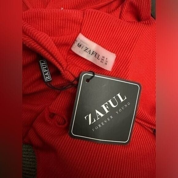 Zaful Red O-Ring Bikini Set Medium Women’s Ribbed Triangle Swimwear Two Piece - Picture 6 of 9